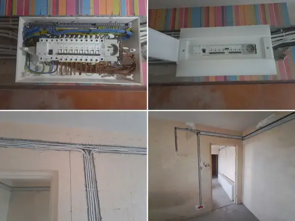 Nowe przewody i bezpieczniki w mieszkaniu. Wymiana instalacji elektrycznej w toku.